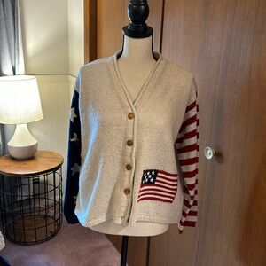 Vintage Stars & Stripes Cardigan Sweater Size Large